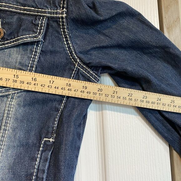 Request Y2K Denim Jacket Mens Small Grunge Rocker Streetwear Retro Preppy Cosy - Picture 7 of 7